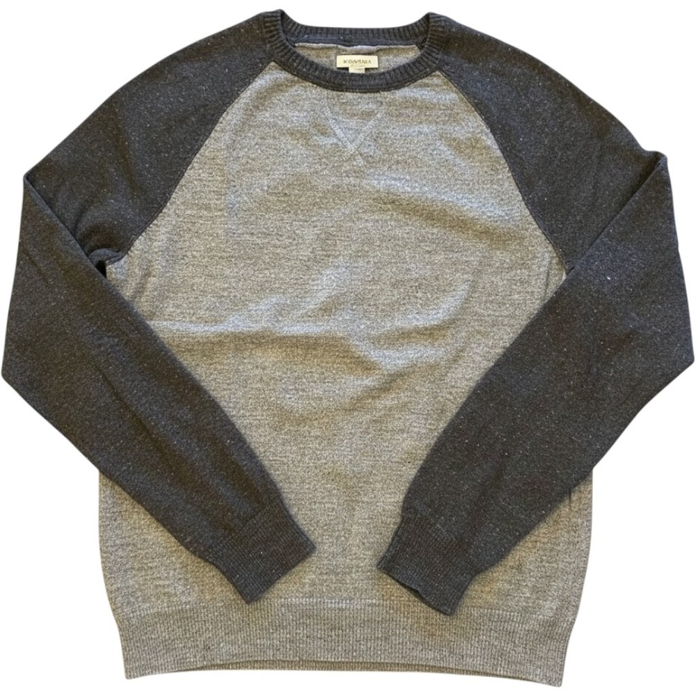 SONOMA‎ Mens Crew Neck Sweater Raglan Sleeve Two-Toned Gray Knit Cotton Size L
